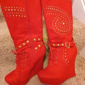 "Rome" Studded Wedge Boots